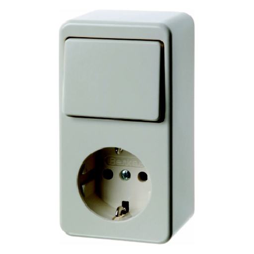 [E3H9D] Hager Berker Combination Change-Over Switch with SCHUKO Outlet White - 479640