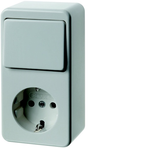 [E3H9F] Hager Berker Combination Switch Socket Surface-Mounted Gloss Polar White - 61479649