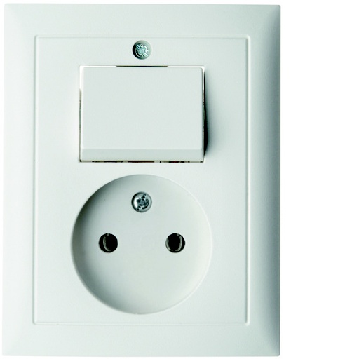 [E3H9N] Hager Berker S.1 Polar White Socket Outlet and Switch Combination - 6143668989