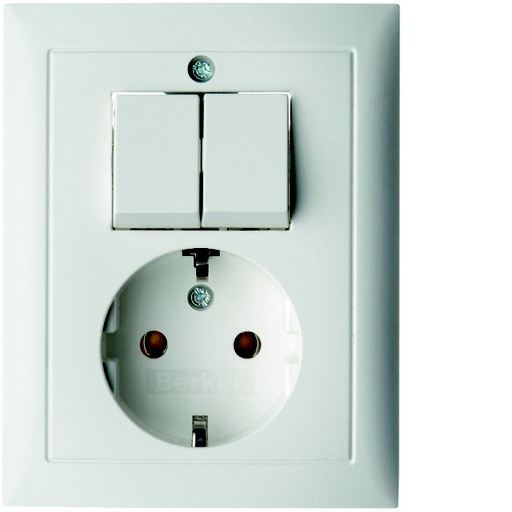 [E3HAB] Hager Berker Serie S1 Interruptor Toma de Corriente con Tapa - 6143551949