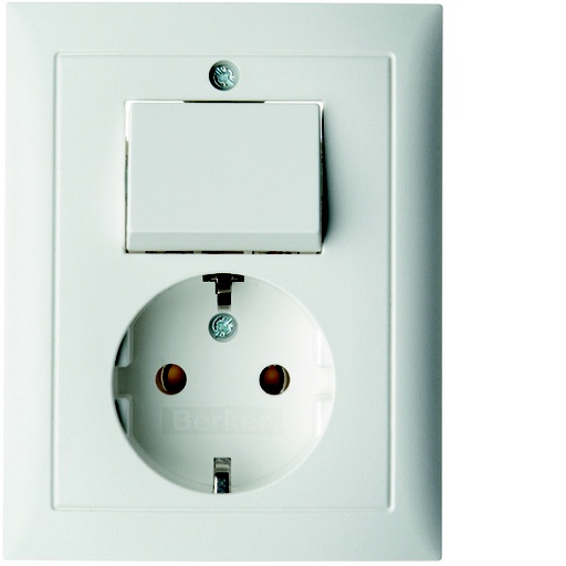 [E3HAE] Hager Berker S1 Combination Switch Socket Outlet Polar White Matte - 6143561949