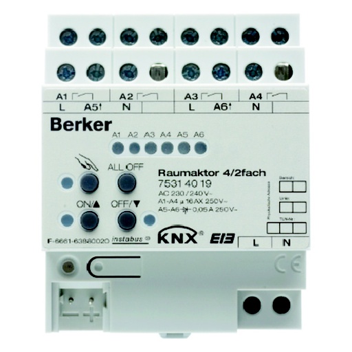 [E3H9T] Hager Berker Raum-Aktor 4-2 Wege 16 A Schließer KNX - 75314019