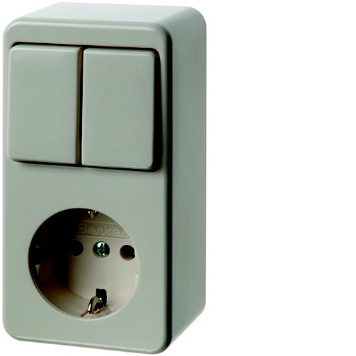 [E3HAW] Hager Berker Surface Mount Combination Series Switch and Socket Outlet - 61479440