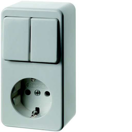 [E3HAX] Hager Berker Serie combinada de montaje en superficie Interruptor Enchufe Toma de corriente - 61479449