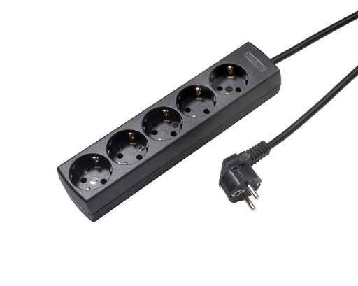 [E3HDX] Martin Kaiser 5-Way 45 Degree Black Socket With 1.5m Cable - 1065ZL/15W/SW