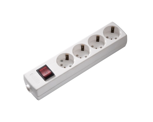 [E3HDR] Martin Kaiser 4-Way Arctic White Socket With Switch (European Socket) - 1064/KWS