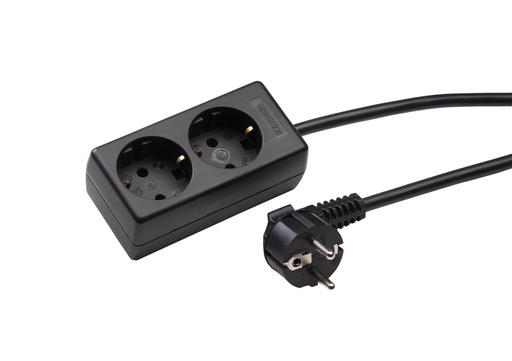 [E3HE5] Martin Kaiser 2-Way Socket With Earthing 1.5M Cable Black (European Socket) - 1020ZL/15W/SW