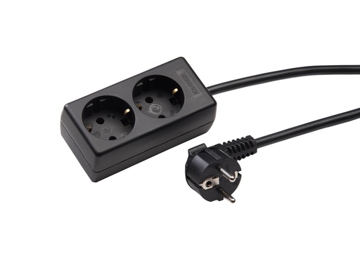 [E3HE5] Martin Kaiser 2-Way Socket With Earthing 1.5M Cable Black - 1020ZL/15W/SW