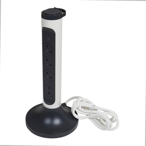 [E3HGS] Enchufe vertical TKD 4xPA 2m OSB blanco y negro (Enchufe Europeo) - 049410