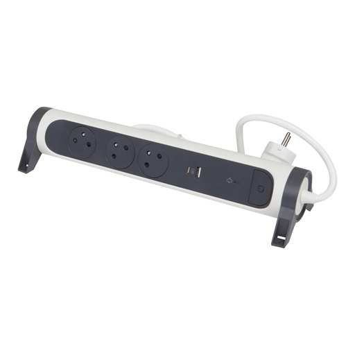 [E3HGV] Legrand Premium USB A+C OSB 3x2P Con Tierra 1,5m Negro Blanco - 049416