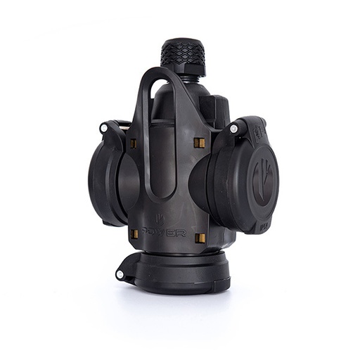 [E3KZM] Acoplamiento Power Solid de 3 vías con toma de tierra IP54 Negro (Enchufe Europeo) - PWC163V