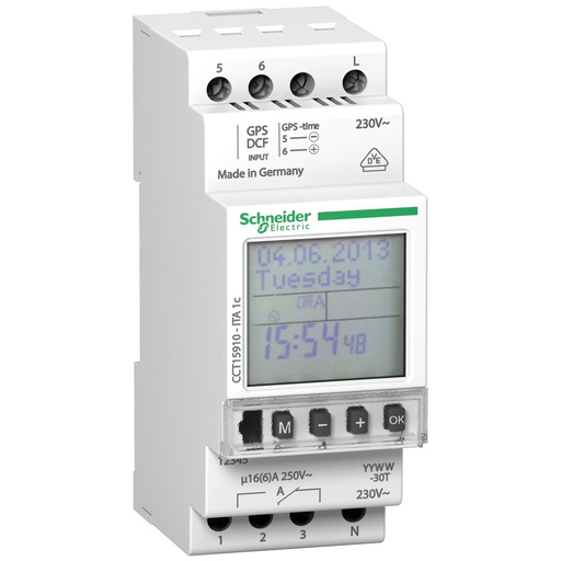 [E3M2R] Schneider Electric Programmable Year Time Switch 1 Channel - CCT15910