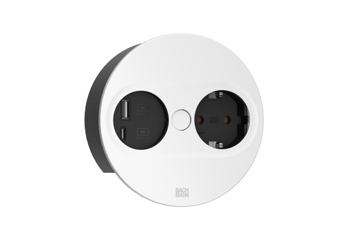 [E3MQM] Bach Twist2 230V With USB Round White Charger 2m (European Socket) - 946.204