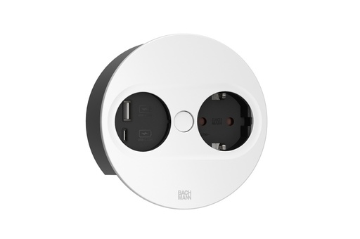 [E3MQM] Bach Twist2 230V With USB Round White Charger 2m - 946.204