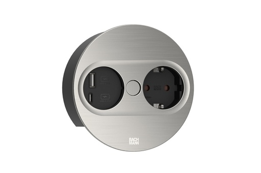 [E3MQP] Bach Twist2 230V Met USB Rond Roestvrij Staal (Europese Stekkerdoos) - 946.004
