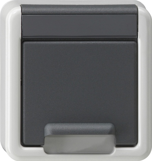 [E3MSX] Gira Schuko Socket Cover With Shutter Surface Mount Grey - 494230