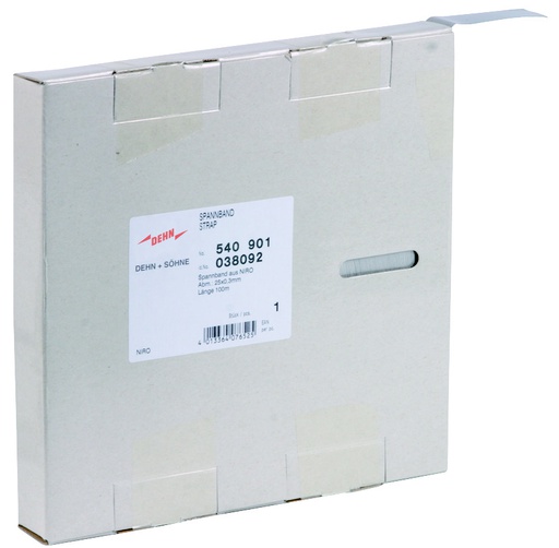[E3NJ5] Correa tensora de acero inoxidable Dehn 25x0,3mm Longitud 100m V2A - 540901