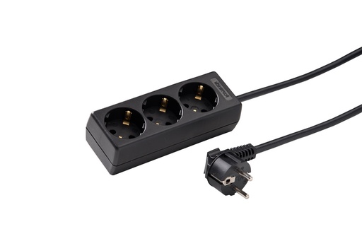 [E3ER3] Martin Kaiser 3-Way 45-Degree Socket With 1.5M Black Cable (European Socket) - 1045ZL/15W/SW