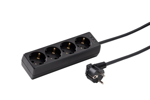 [E3ER4] Martin Kaiser 4-Way Angled Socket With 1.5m Cable Black (European Socket) - 1046ZL/15W/SW
