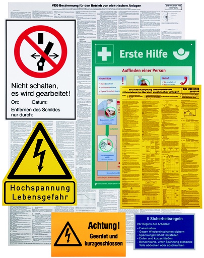 [E3FGW] Dehn Set Of Warning Signs For Electrical Installation - 700050