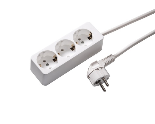 [E3FHB] Martin Kaiser Toma de 3 vías con cable de contacto de puesta a tierra 3M blanco ártico (Enchufe Europeo) - 538ZL3-15W/KWS