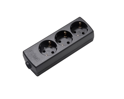 [E3H35] Martin Kaiser 3-Way 45 Degree Socket With 1.5m Cable Black (European Socket) - 1047ZL/15W/SW