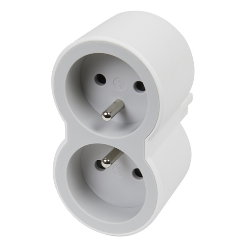 [E3HH4-X2] Legrand Domino Contact Stop 2x2P WhiteGray (European Socket) - 049431 [2 pieces]