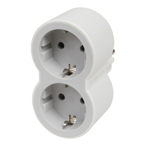 [E3HK2-X2] Legrand Domino 2x2P+A Grey-White Plug Socket (European Socket) - 694516 [2 pieces]