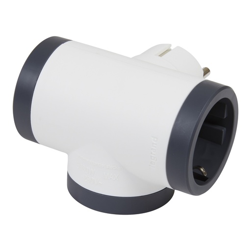 [E3HK4-X2] Legrand Premium Outlet 3x2 Pin And Amp Lateral Schuko White-Grey (European Socket) - 694520 [2 pieces]