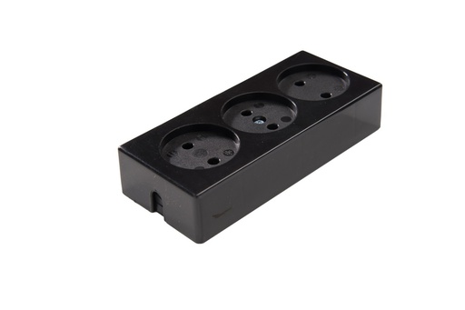 [E3J4T] Martin Kaiser 3-Way Socket Without Earthing Contact 16A Black (European Socket) - 511/SW