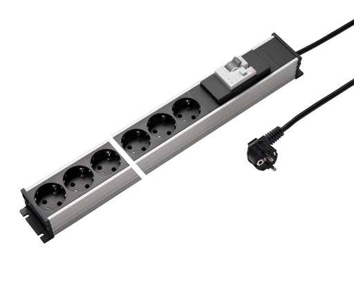 [E3J53] Martin Kaiser Power Strip 6-Way GFCI 16A Shutter Cable (European Socket) - 1337KZL6SW3
