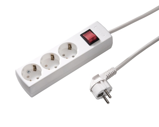 [E3J7U] Martin Kaiser Toma de 3 vías con interruptor y cable de 3M (Enchufe Europeo) - 1049ZL3-15W/KWS