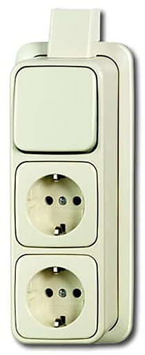 [E3J9E] ABB Busch-Jaeger 3-Way Switch Socket Outlet Combination - 2CKA001686A0014