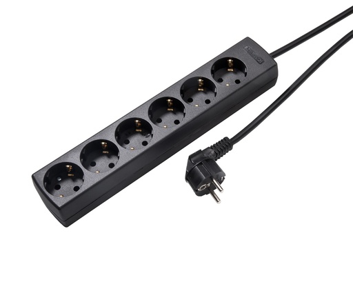 [E3J9X] Martin Kaiser 6-Way 45 Degree Black Socket With 5m Cable (European Socket) - 1086ZL/15W/SW