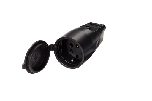 [E3JX3-X2] Martin Kaiser PVC Coupling Socket IP44 With Shutter Black - 552K/SW [2 pieces]