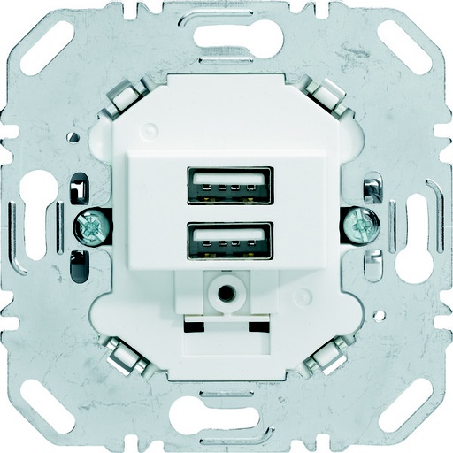 [E3JW9] Hager Berker 230V 2-polige USB-laadcontactdoos 3A mat wit - 260209