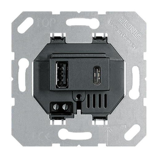 [E3KP6] Jung USB Charging Socket Type A and C Black - USB15CASW