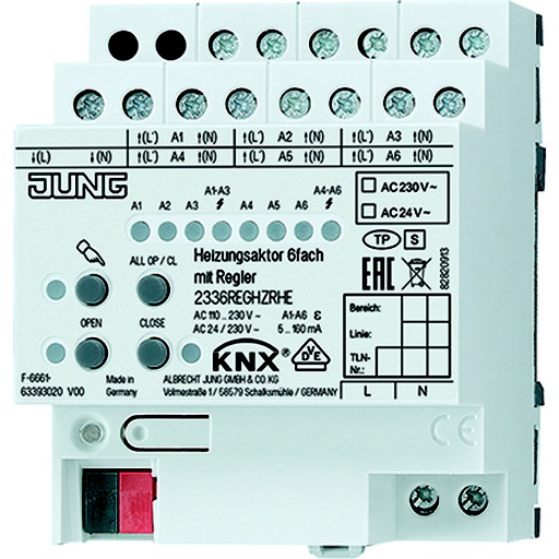 [E3KPD] Jung KNX Heating Actor Integrated Regulator 230/24V 6-Way - 2336REGHZRHE