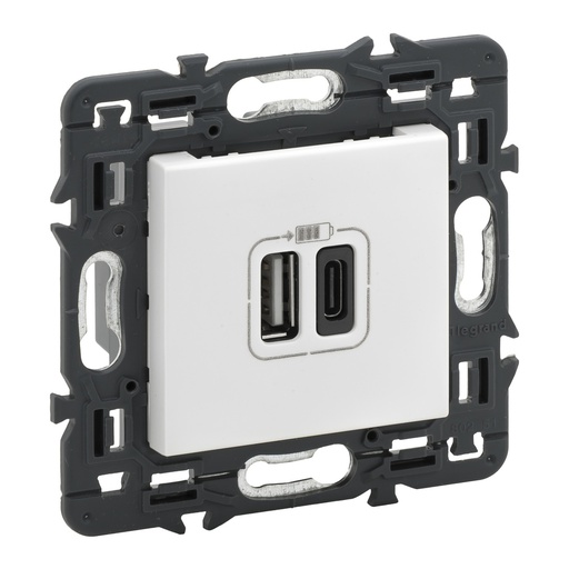 [E3M3N] Legrand Outlet With 2x USB Type A+C Full Device White - 741232
