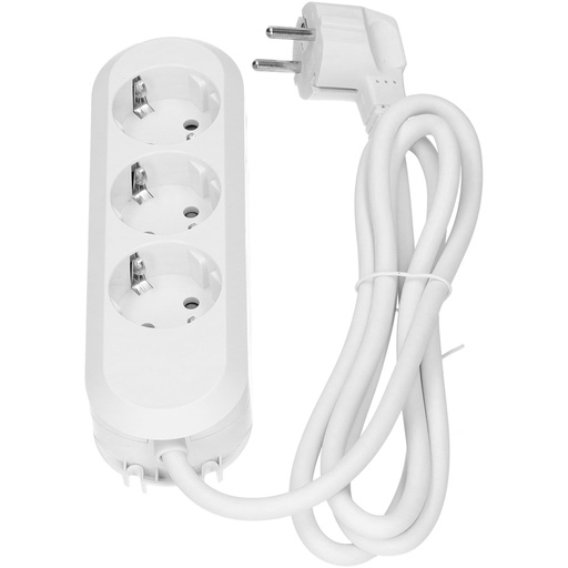 [E3MJW] Bachmann Smart Sol 3 Outlet 230V 1.5M White Cord RA Plug (European Socket) - 388.270