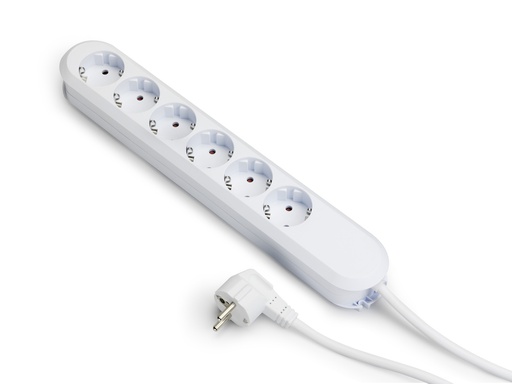 [E3MK9] Bachmann Smart 6x230V 5M Kabel mit RA Stecker Weiß (Europäische Steckdose) - 381.249K