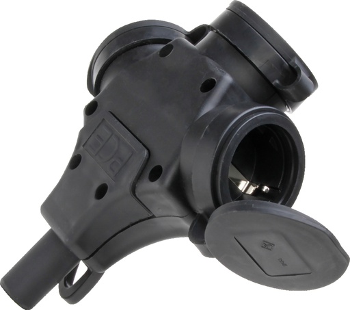 [E3MJG] 3V IP44 Rubber Contrast Plug With Cover Black - 181605010