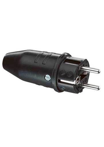 [E3MMP] ABL Enchufe de goma con toma de tierra 250V Negro IP44 - 1149-190