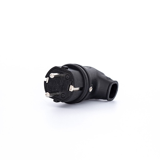 [E3MQ9] Power Solid Plug 16A Rubber Angled Ground IP44 Black - PWS161KH