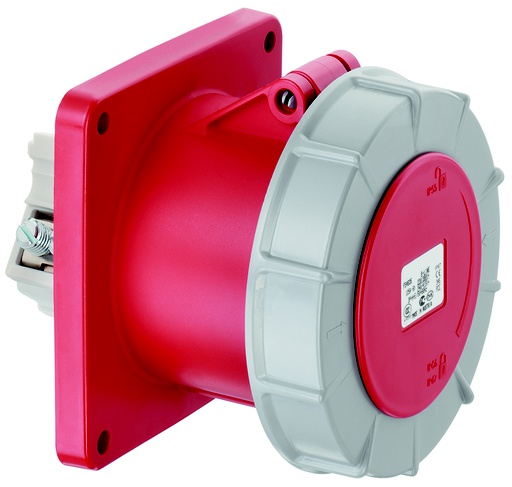 [E3PF2] ABL CEE Straight Flanged Socket IP67 125A 4 Pole 400V 6H Red - F44S357