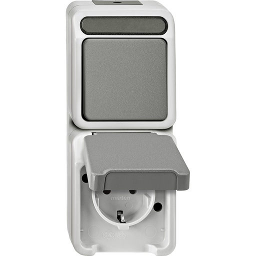 [E3QN9] Schneider Electric Aquastar Combi Switch Socket IP44 Grey - MTN3495-8029