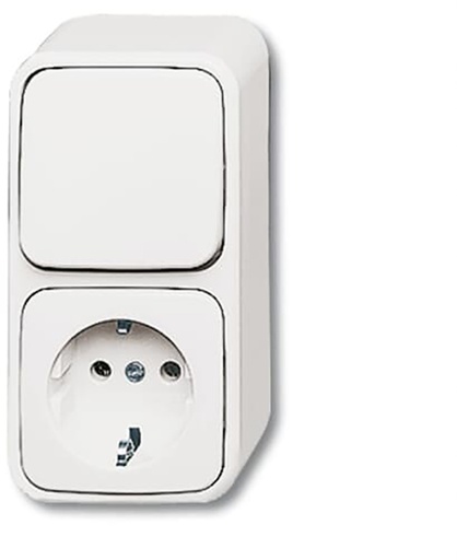 [E3S39] ABB Busch-Jaeger Combination Switch Socket Alpine White - 2CKA001641A0235