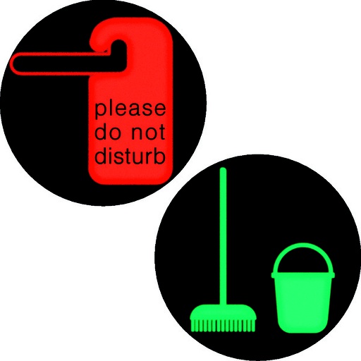 [E3SNC] Hager Berker Round Foil Bi-Color Do Not Disturb Make Up Room LED Sign - 19058013