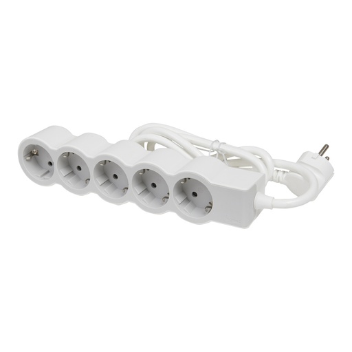 [E3HM8] Legrand Standard Outlet 5x2P+A 1.5m Cord White-Grey (European Socket) - 694555