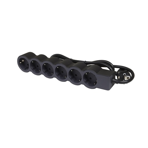 [E3HMB] Legrand Standard Socket 6x2P+A 1.5M Black Cable (European Socket) - 694558